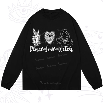 Purplehecate Peace Love Witch Long Sleeve T-Shirt