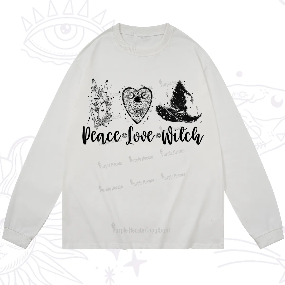 Purplehecate Peace Love Witch Long Sleeve T-Shirt