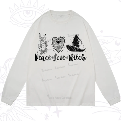Purplehecate Peace Love Witch Long Sleeve T-Shirt