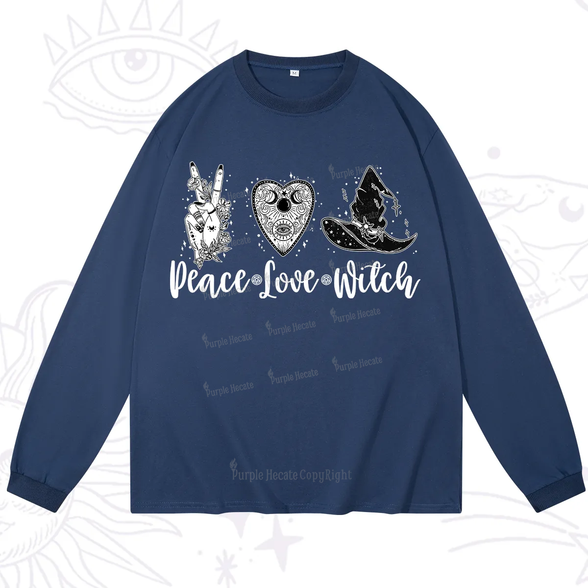Purplehecate Peace Love Witch Long Sleeve T-Shirt