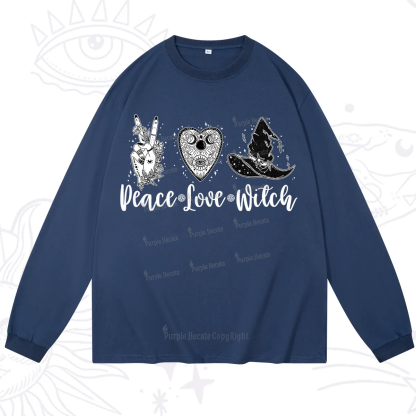 Purplehecate Peace Love Witch Long Sleeve T-Shirt