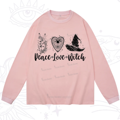 Purplehecate Peace Love Witch Long Sleeve T-Shirt
