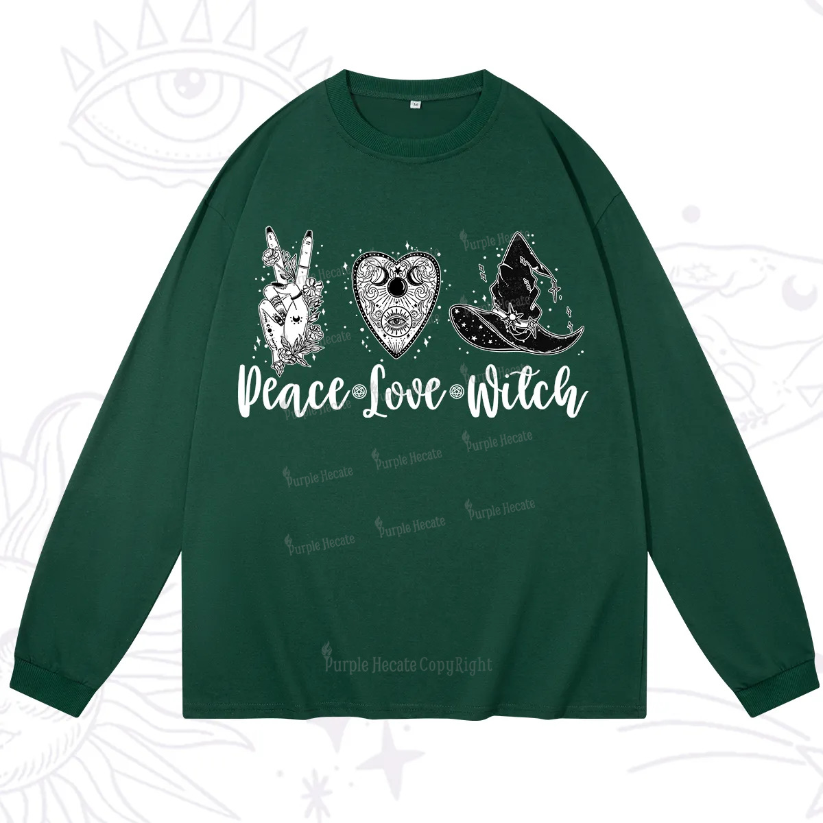Purplehecate Peace Love Witch Long Sleeve T-Shirt