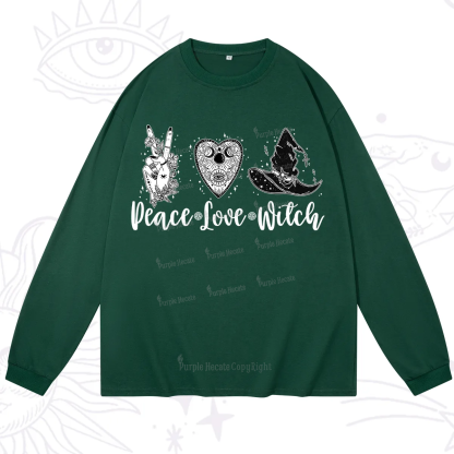 Purplehecate Peace Love Witch Long Sleeve T-Shirt