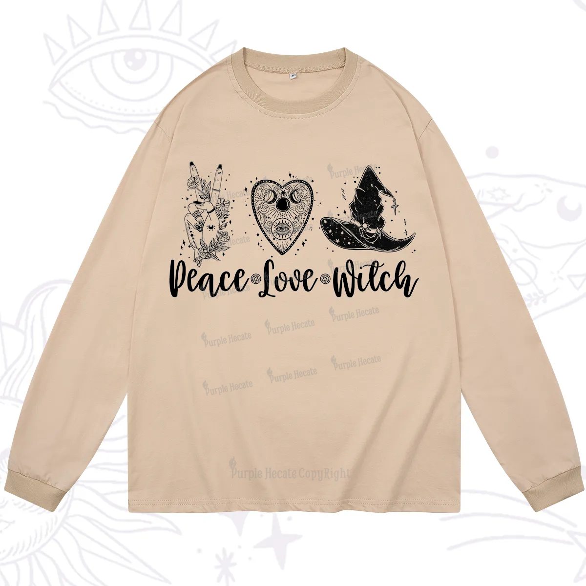 Purplehecate Peace Love Witch Long Sleeve T-Shirt