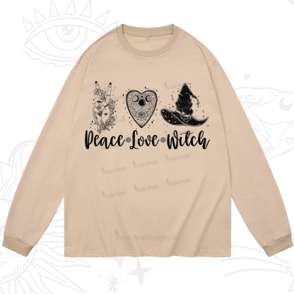 Purplehecate Peace Love Witch Long Sleeve T-Shirt