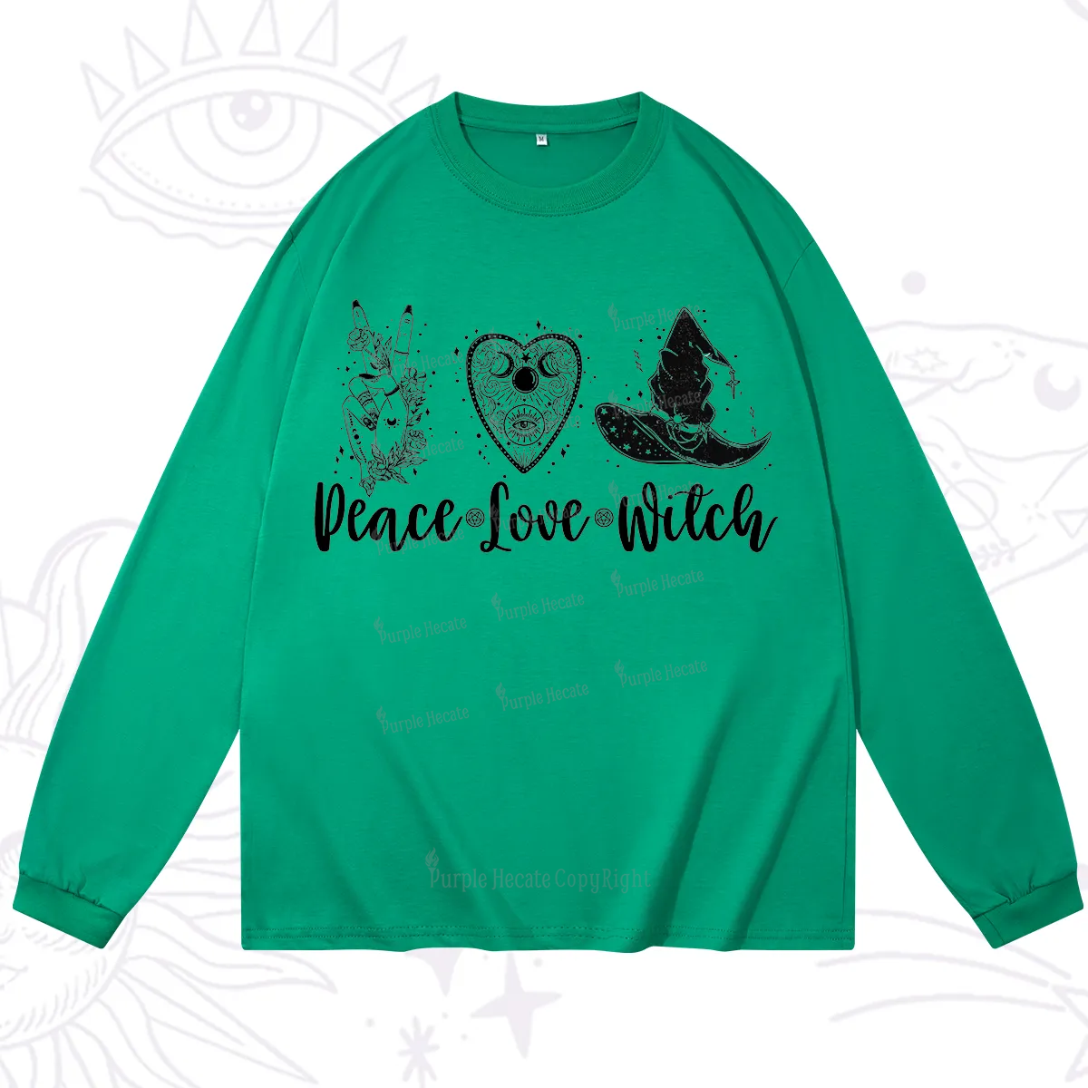 Purplehecate Peace Love Witch Long Sleeve T-Shirt