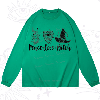 Purplehecate Peace Love Witch Long Sleeve T-Shirt