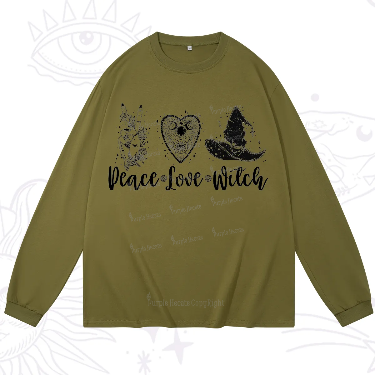 Purplehecate Peace Love Witch Long Sleeve T-Shirt