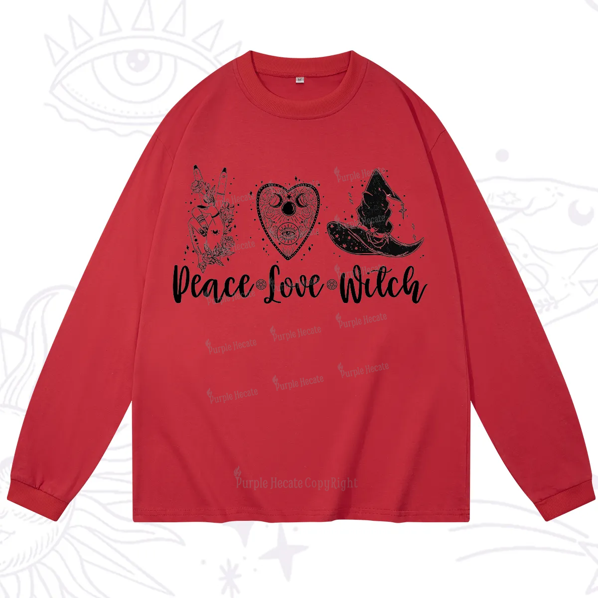 Purplehecate Peace Love Witch Long Sleeve T-Shirt