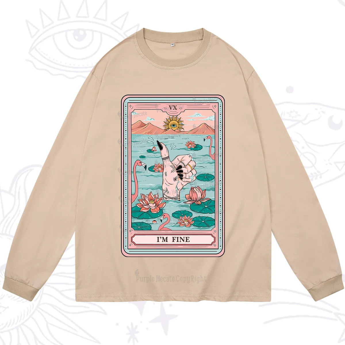 Purplehecate The I'm Fine Tarot Long Sleeve T-Shirt