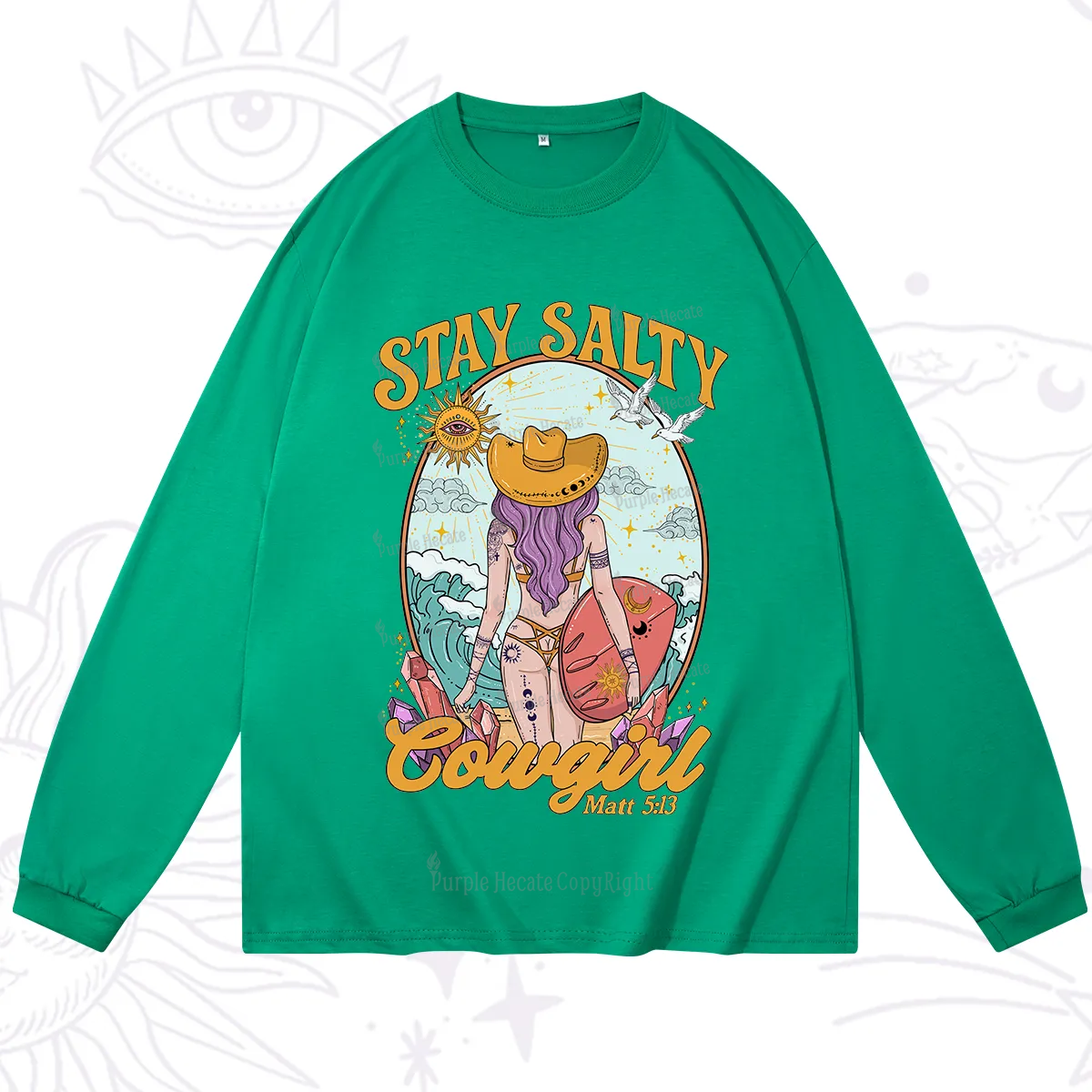 Purplehecate Stay Salty Cowgirl Long Sleeve T-Shirt