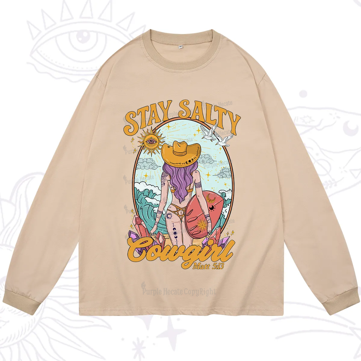 Purplehecate Stay Salty Cowgirl Long Sleeve T-Shirt