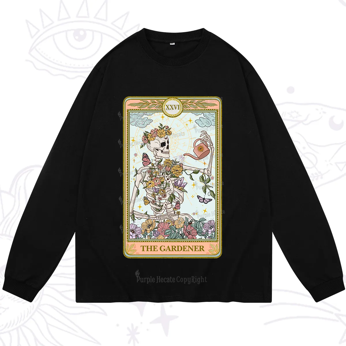 Purplehecate The Skeleton Gardener Tarot Long Sleeve T-Shirt