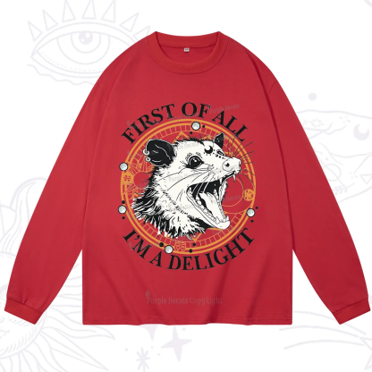 Purplehecate First Of All I Am A Delightful Angry Opossum Long Sleeve T-Shirt