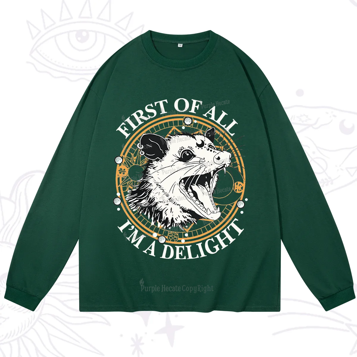 Purplehecate First Of All I Am A Delightful Angry Opossum Long Sleeve T-Shirt