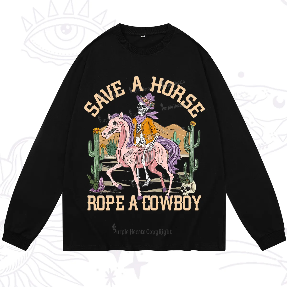 Purplehecate Save A Horse Rope A Cowboy Long Sleeve T-Shirt