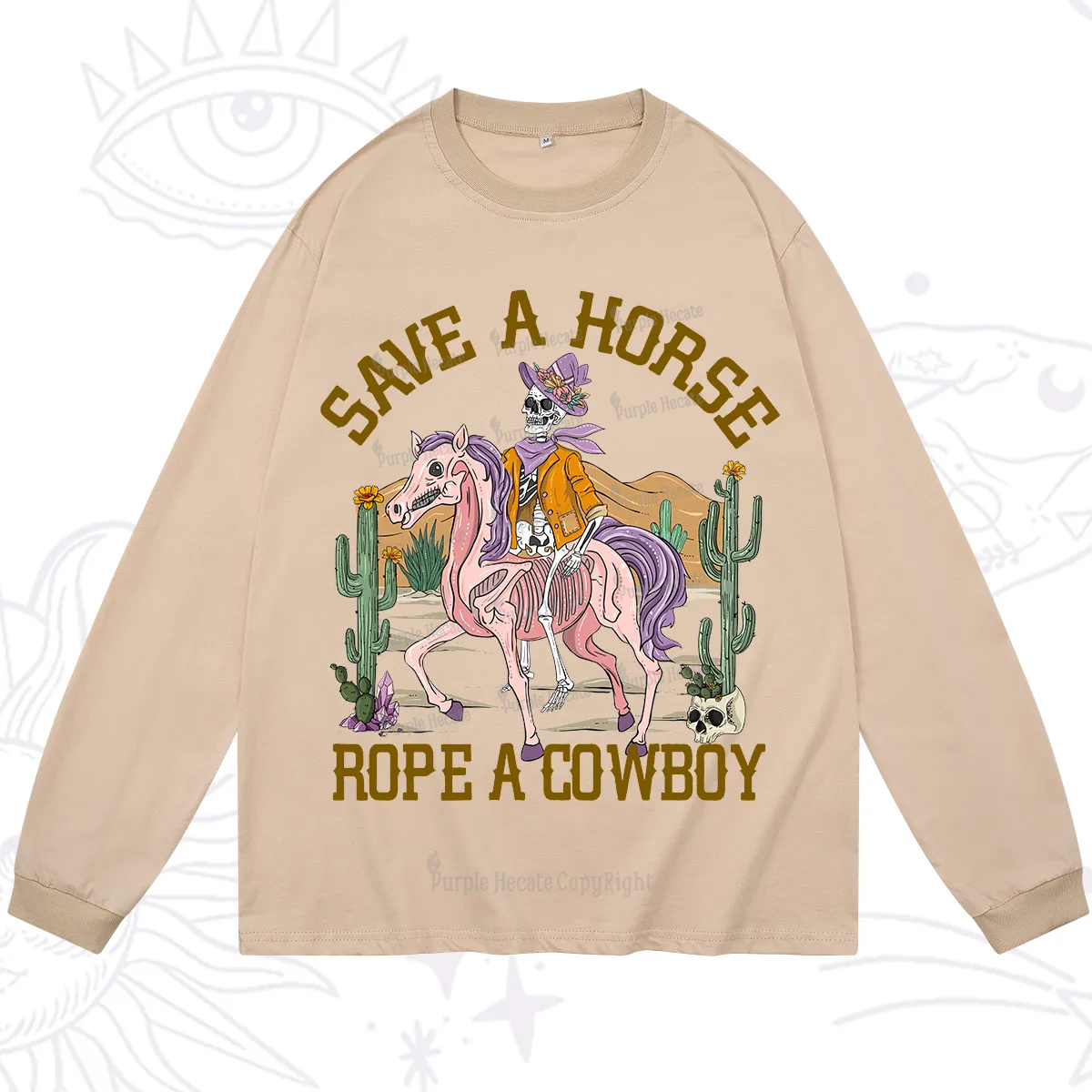 Purplehecate Save A Horse Rope A Cowboy Long Sleeve T-Shirt