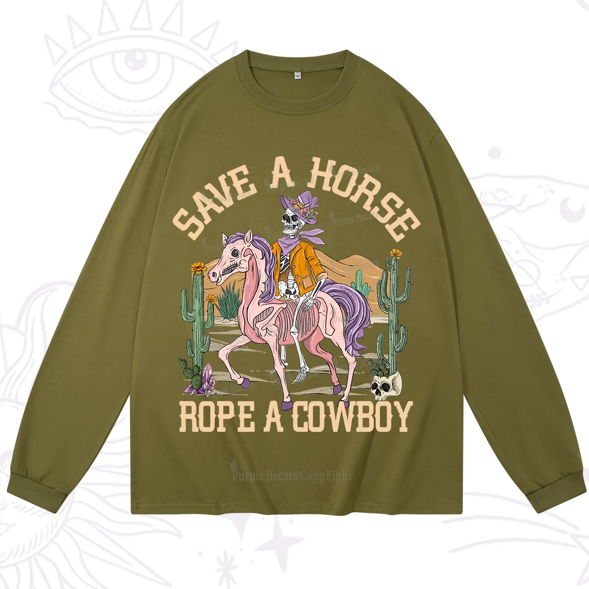 Purplehecate Save A Horse Rope A Cowboy Long Sleeve T-Shirt