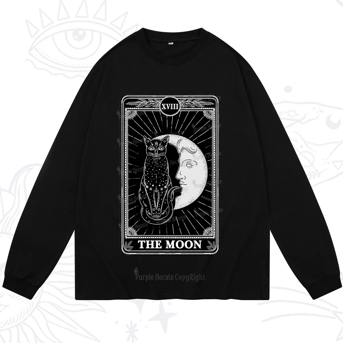 Purplehecate The Moon Tarot Card Long Sleeve T-Shirt