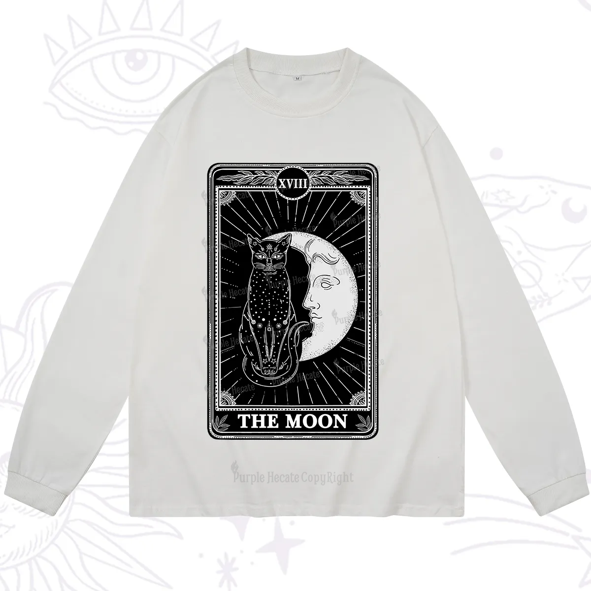 Purplehecate The Moon Tarot Card Long Sleeve T-Shirt