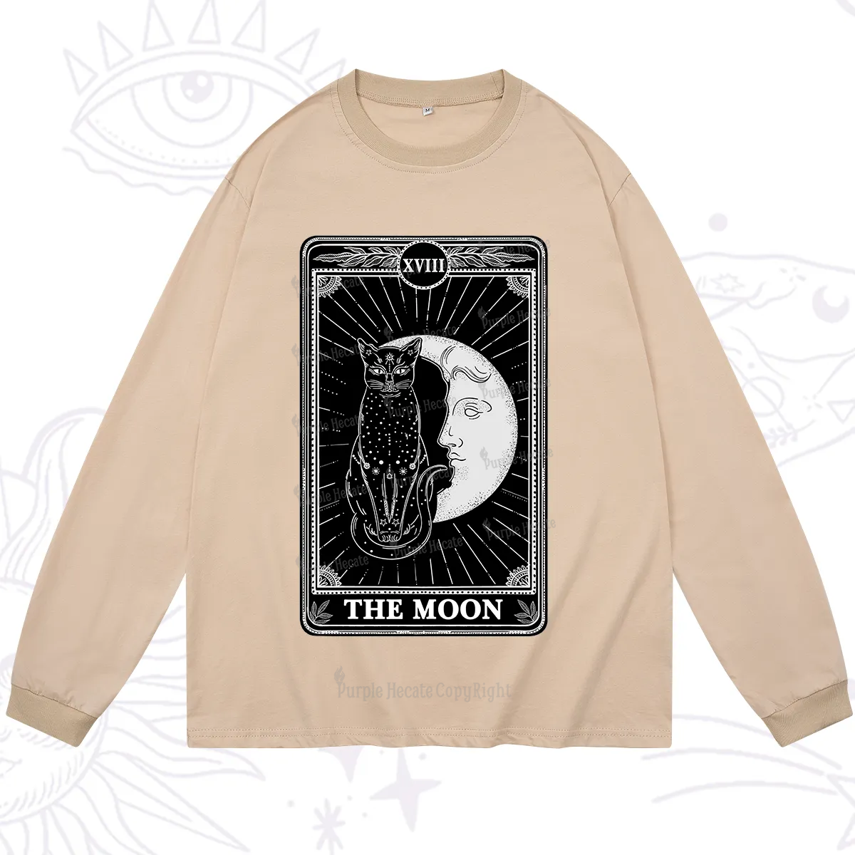 Purplehecate The Moon Tarot Card Long Sleeve T-Shirt