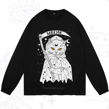 Purplehecate Grim Meow Reaper Long Sleeve T-Shirt