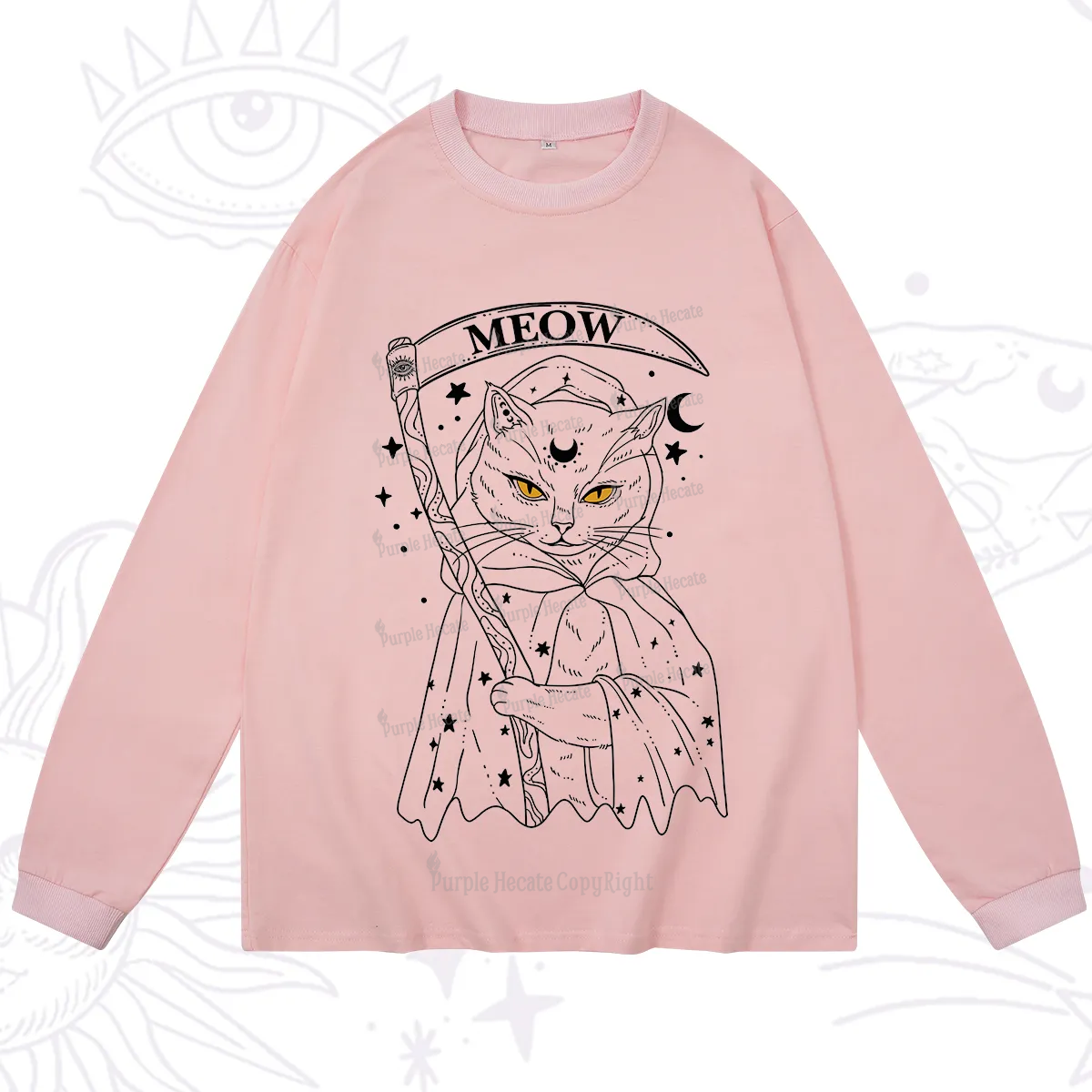 Purplehecate Grim Meow Reaper Long Sleeve T-Shirt