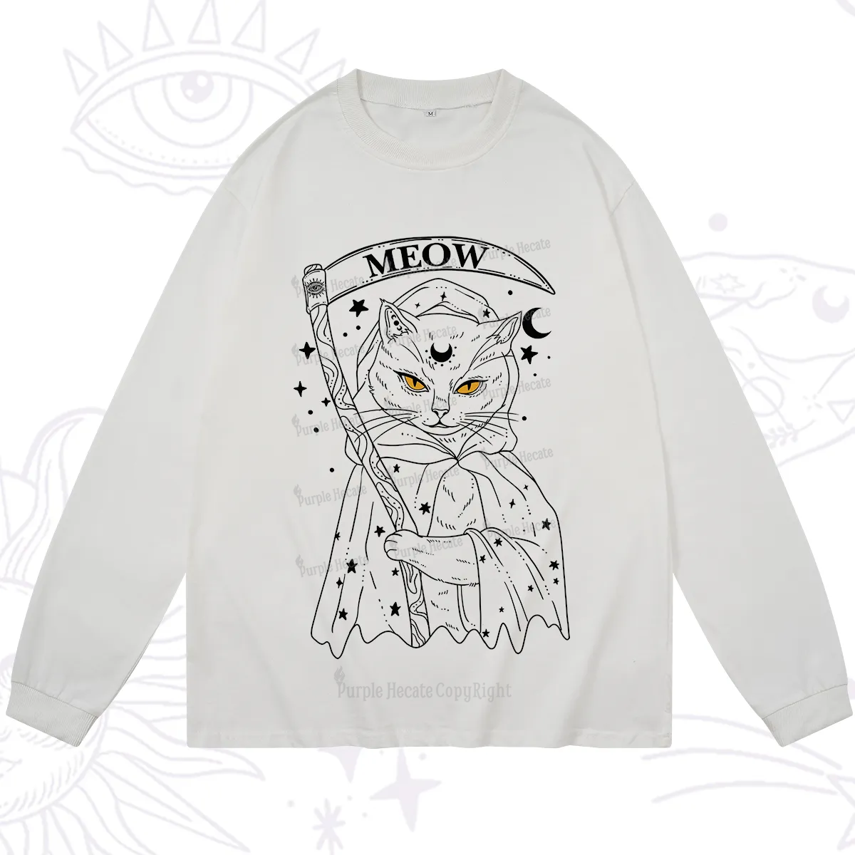 Purplehecate Grim Meow Reaper Long Sleeve T-Shirt