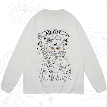 Purplehecate Grim Meow Reaper Long Sleeve T-Shirt
