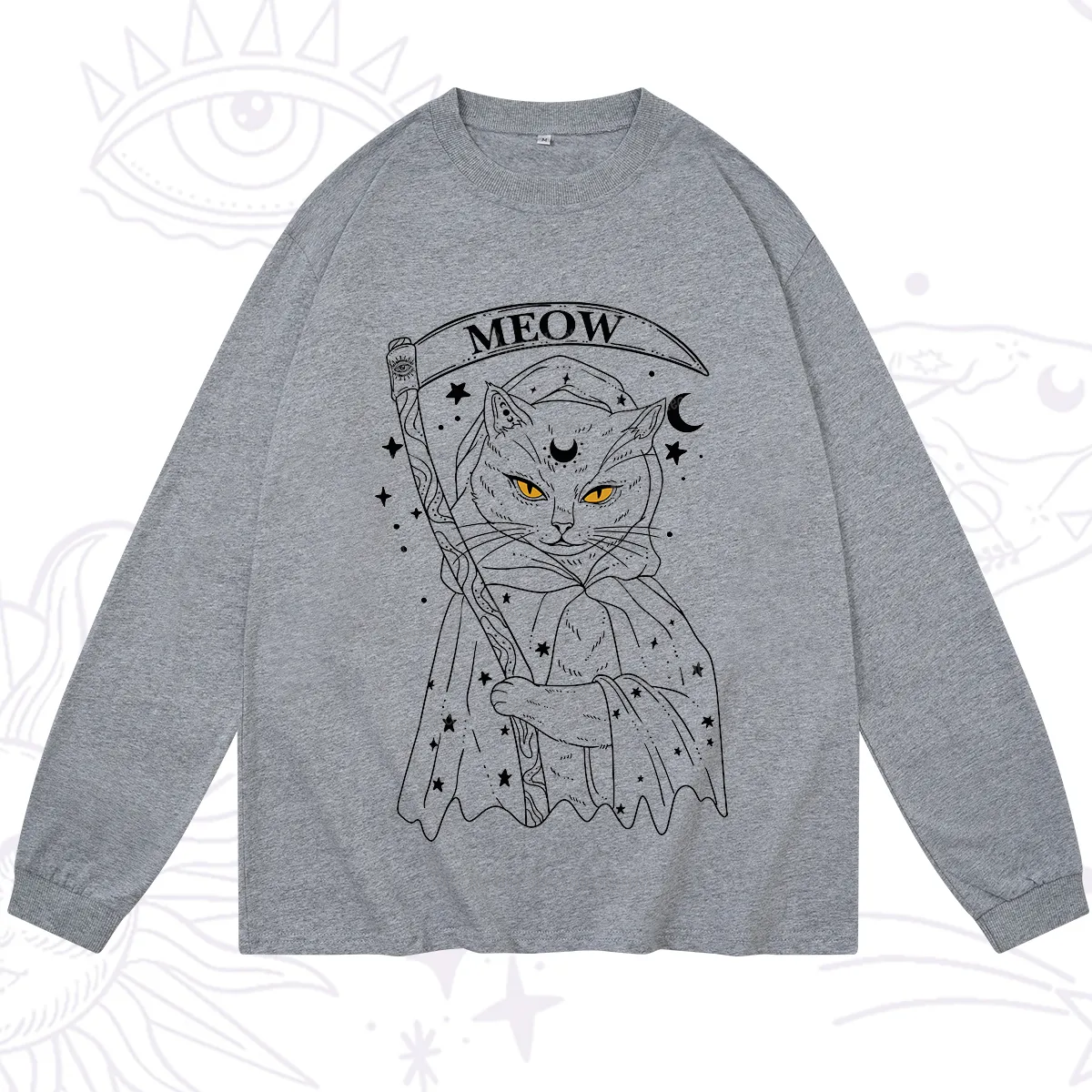 Purplehecate Grim Meow Reaper Long Sleeve T-Shirt