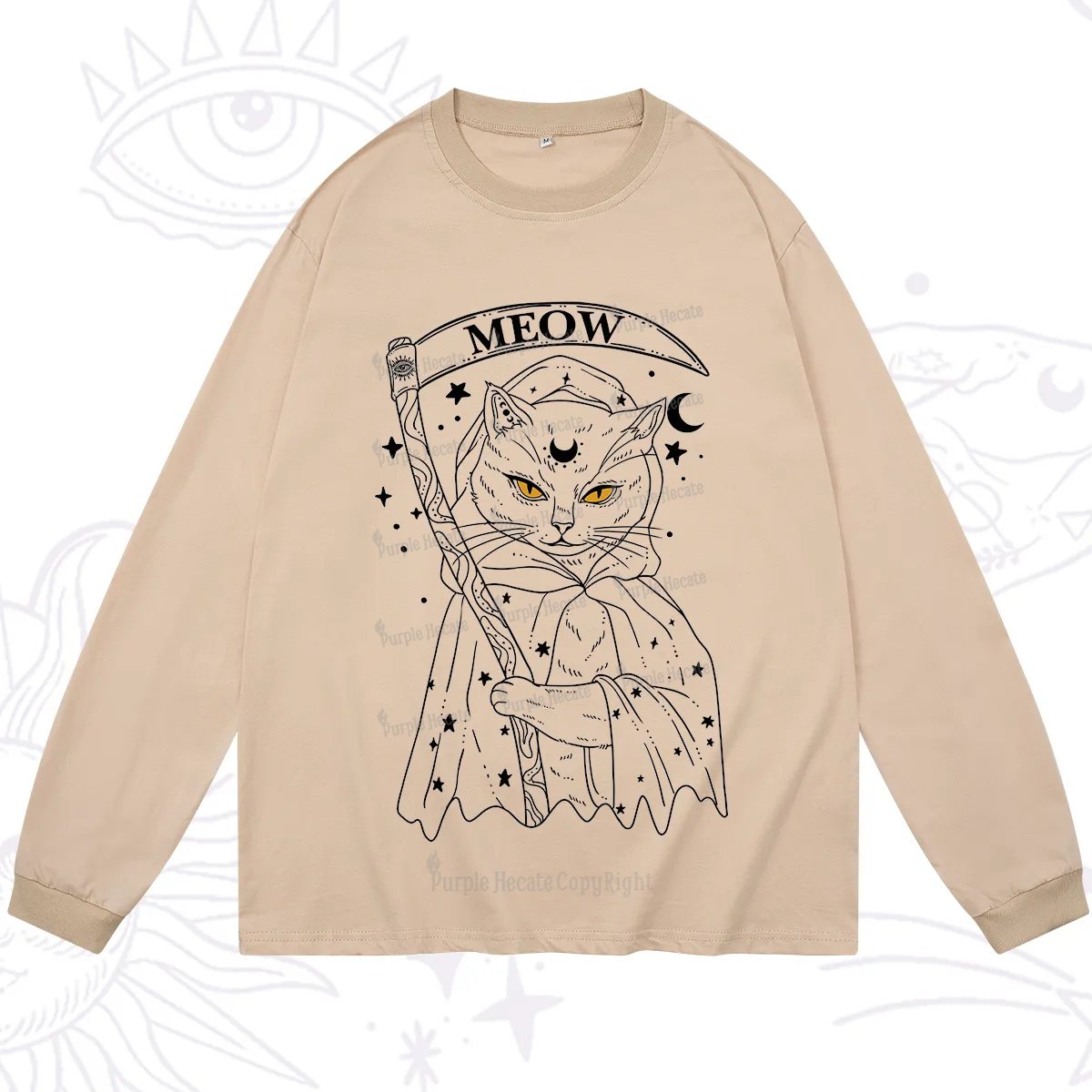 Purplehecate Grim Meow Reaper Long Sleeve T-Shirt