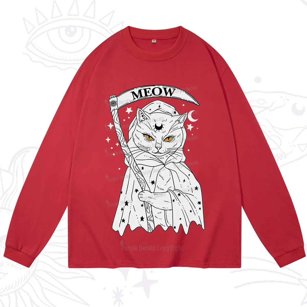 Purplehecate Grim Meow Reaper Long Sleeve T-Shirt