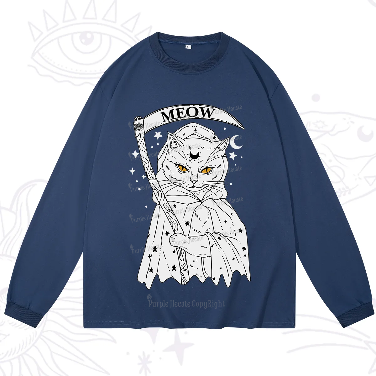 Purplehecate Grim Meow Reaper Long Sleeve T-Shirt