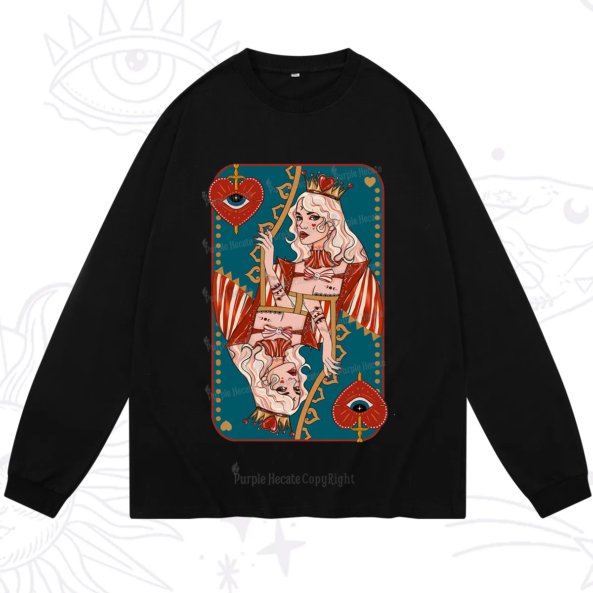 Purplehecate Mystic Queen of Hearts Long Sleeve T-Shirt