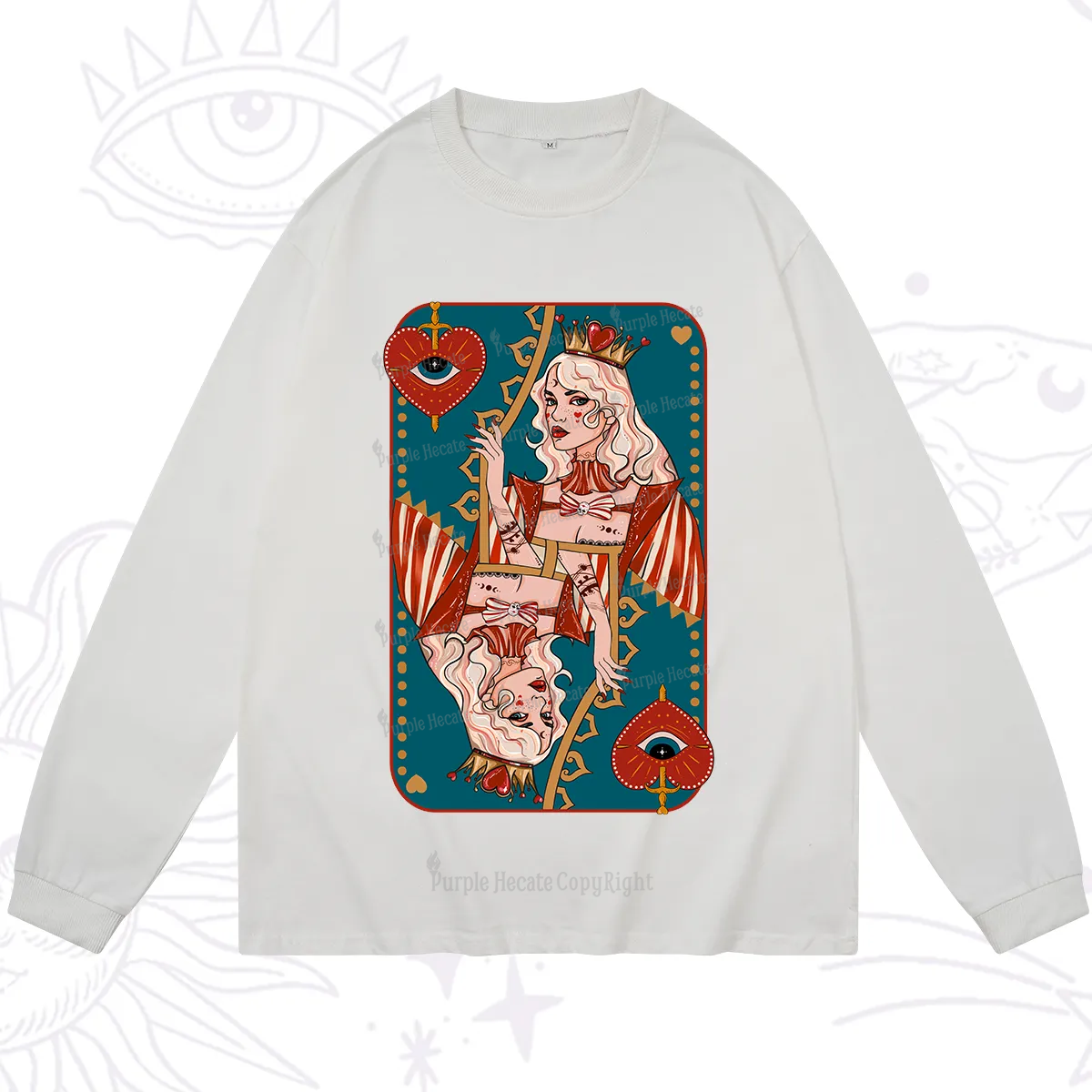 Purplehecate Mystic Queen of Hearts Long Sleeve T-Shirt