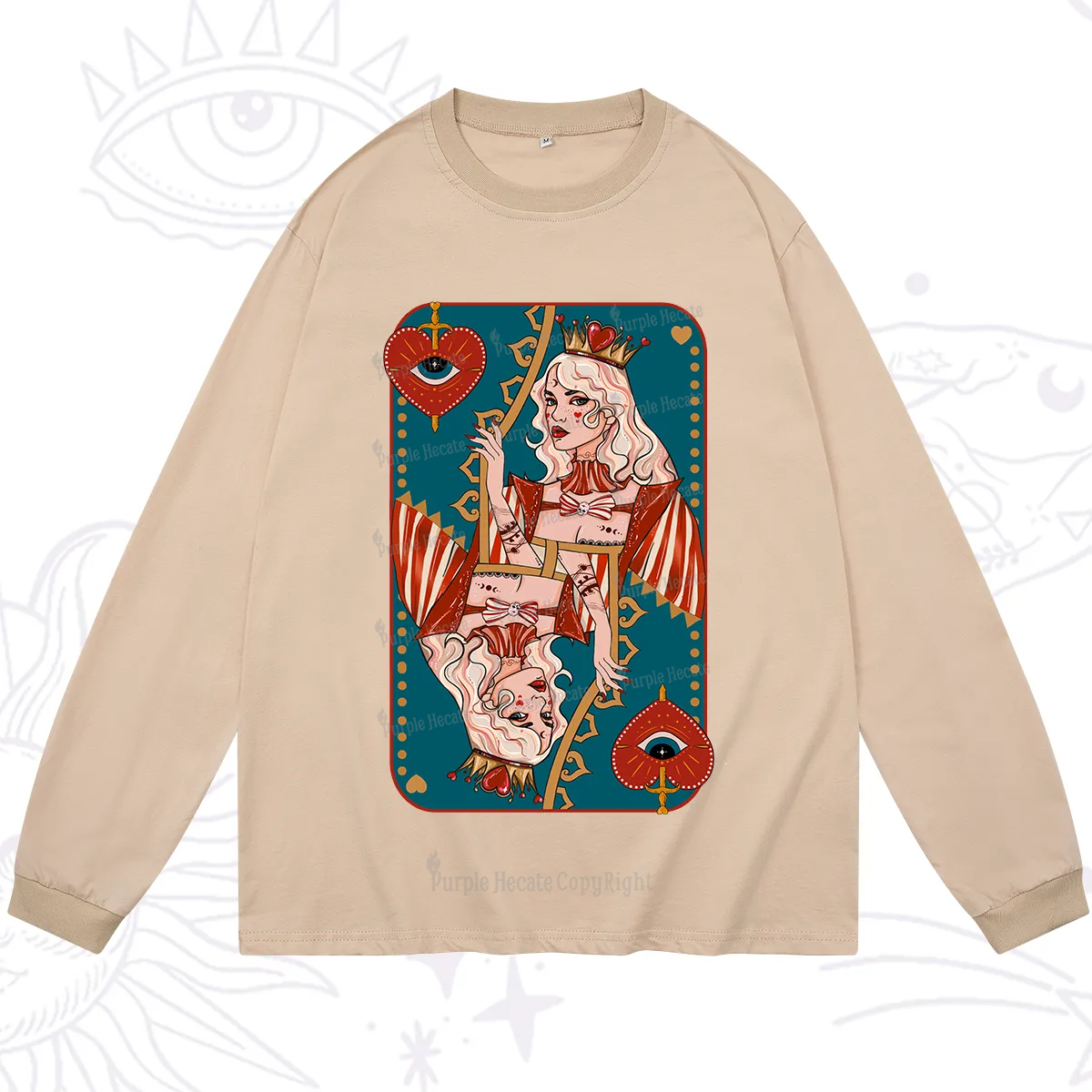 Purplehecate Mystic Queen of Hearts Long Sleeve T-Shirt