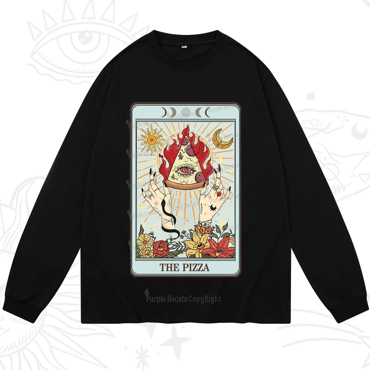 Purplehecate The Pizze Food Tarot Card Long Sleeve T-Shirt