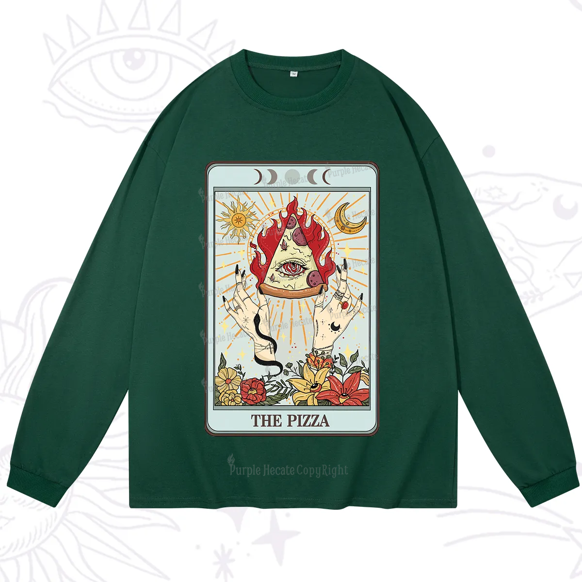 Purplehecate The Pizze Food Tarot Card Long Sleeve T-Shirt