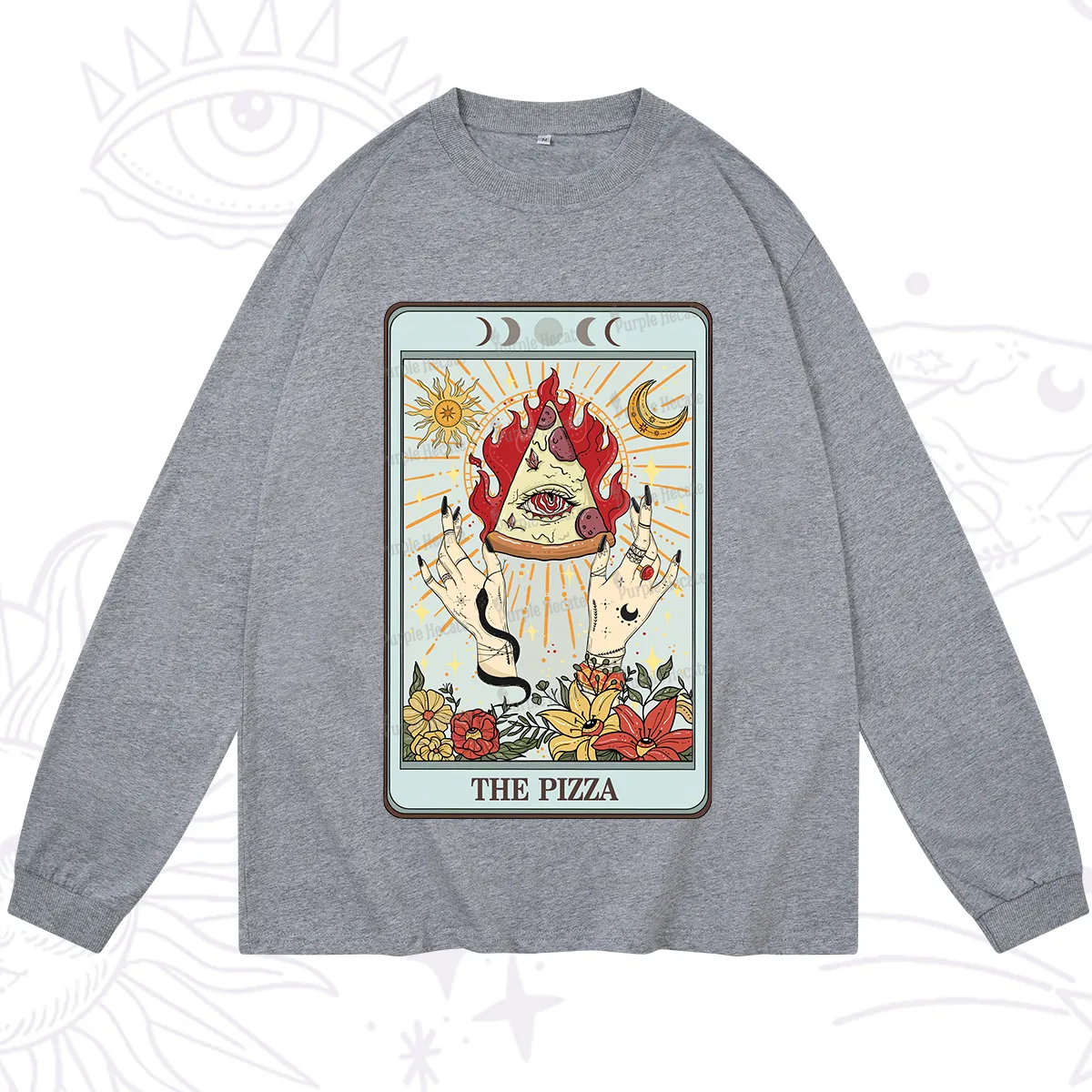 Purplehecate The Pizze Food Tarot Card Long Sleeve T-Shirt