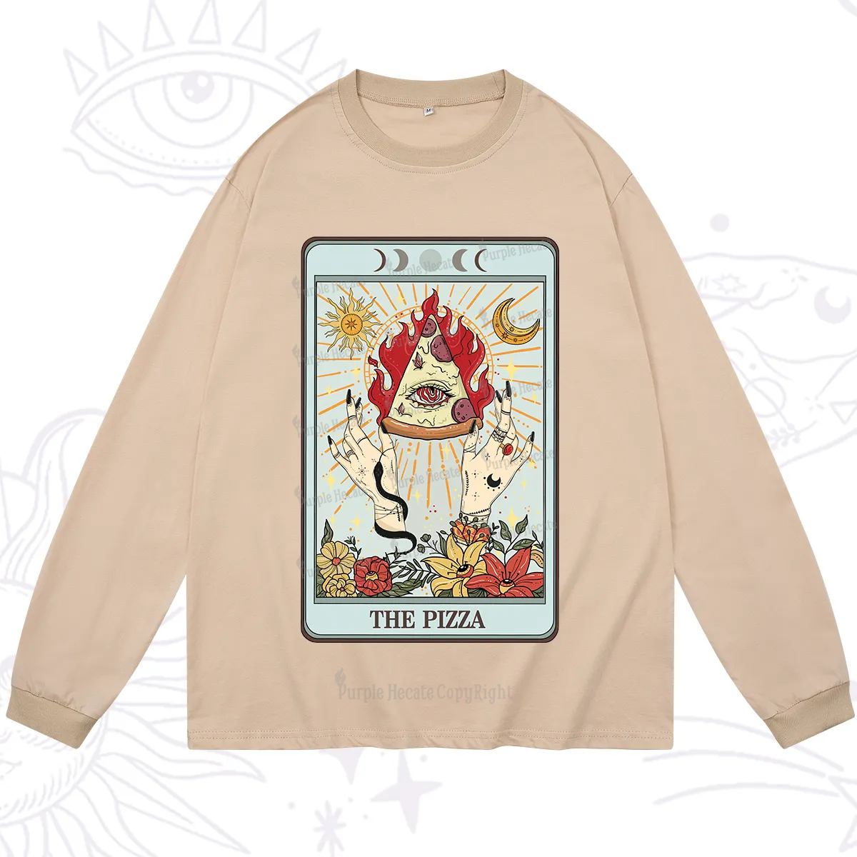 Purplehecate The Pizze Food Tarot Card Long Sleeve T-Shirt