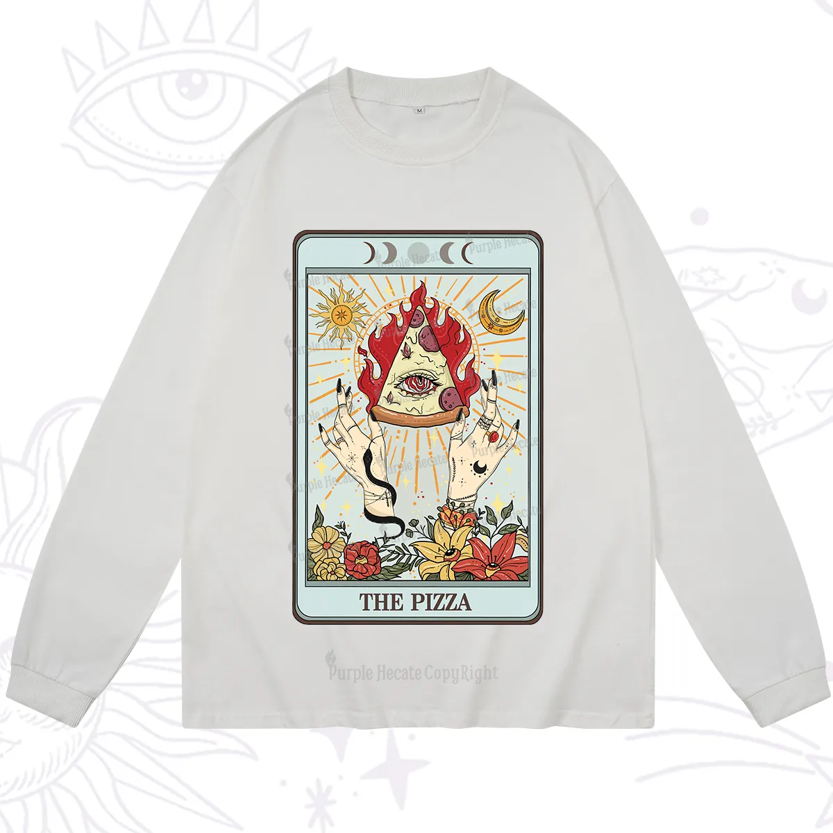 Purplehecate The Pizze Food Tarot Card Long Sleeve T-Shirt