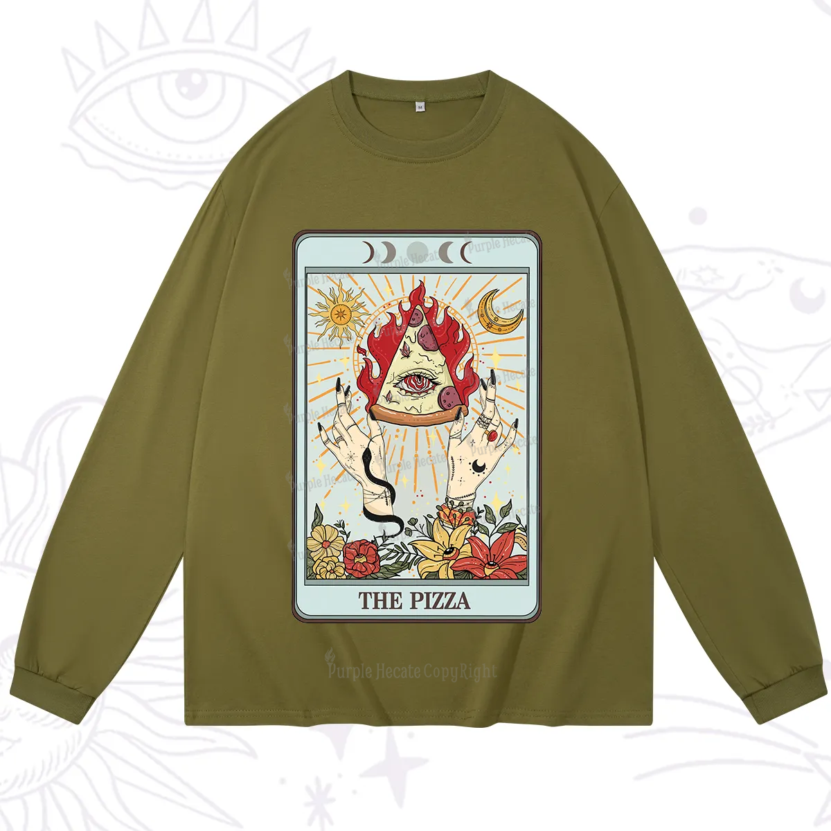 Purplehecate The Pizze Food Tarot Card Long Sleeve T-Shirt