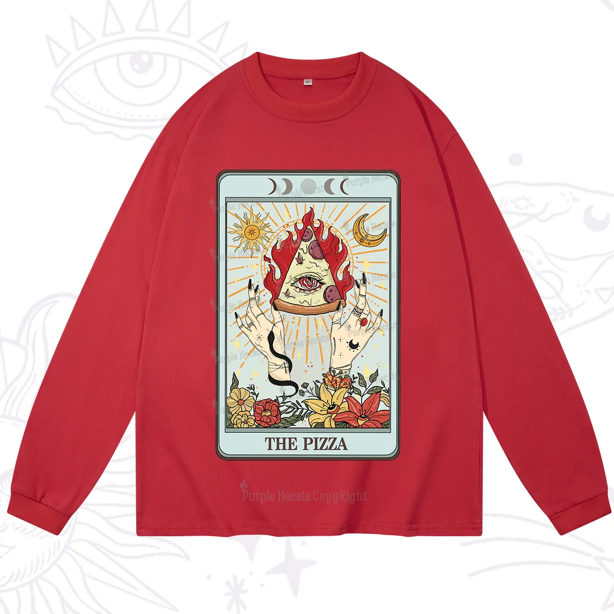 Purplehecate The Pizze Food Tarot Card Long Sleeve T-Shirt