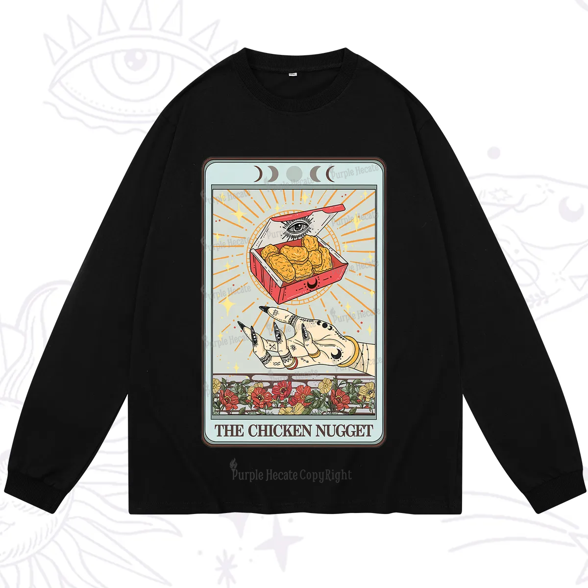 Purplehecate The Chicken Nugget Tarot Card Long Sleeve T-Shirt