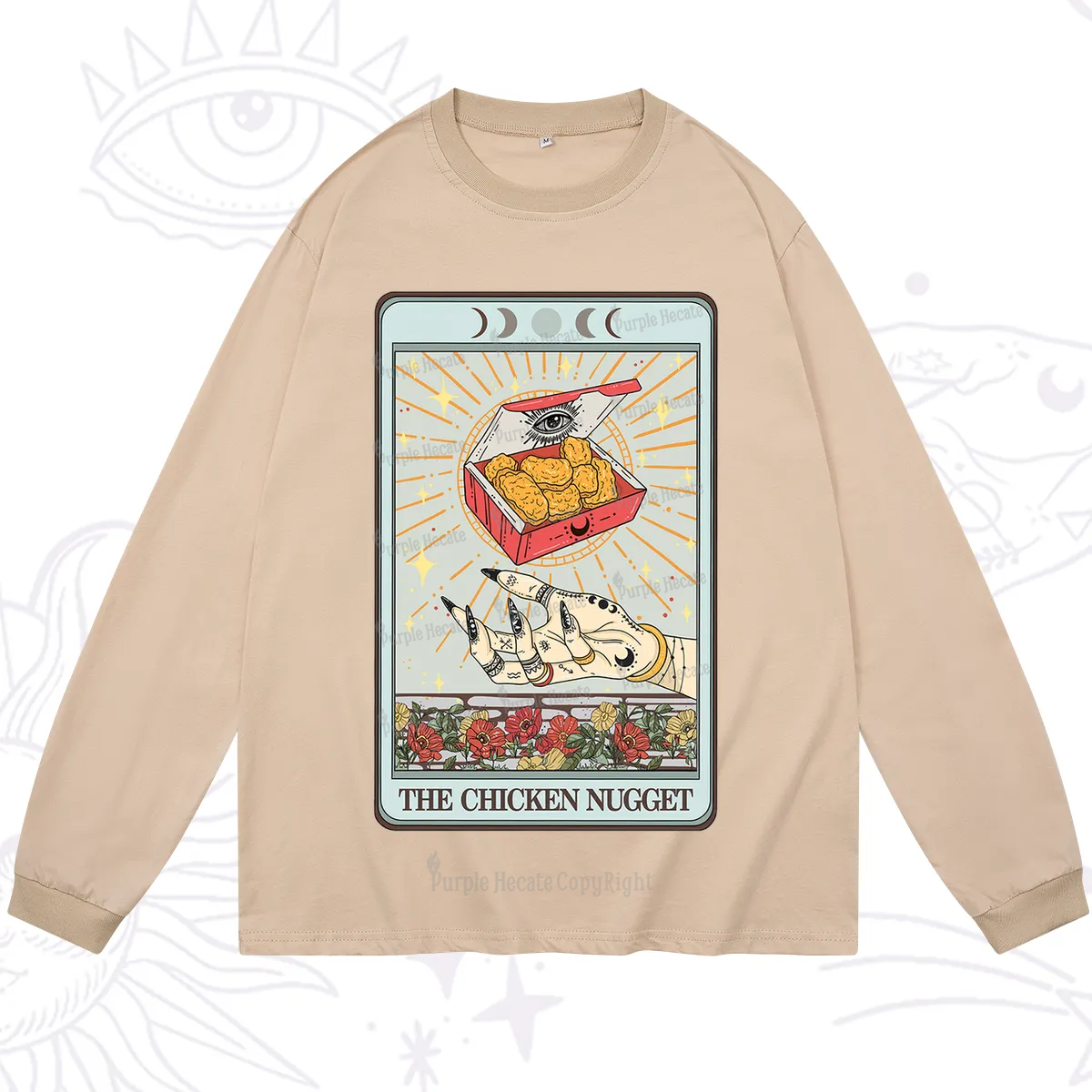 Purplehecate The Chicken Nugget Tarot Card Long Sleeve T-Shirt