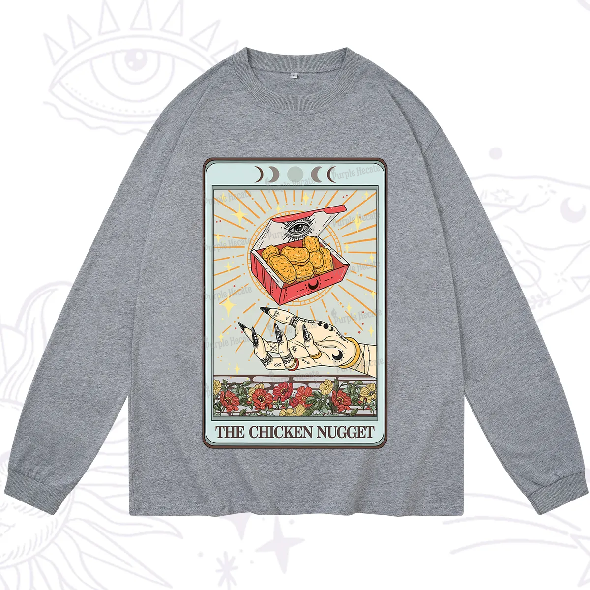 Purplehecate The Chicken Nugget Tarot Card Long Sleeve T-Shirt