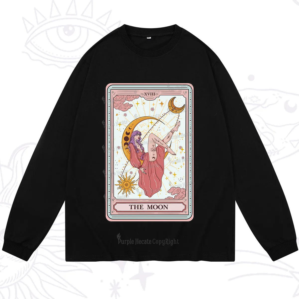 Purplehecate The Moon Tarot Long Sleeve T-Shirt