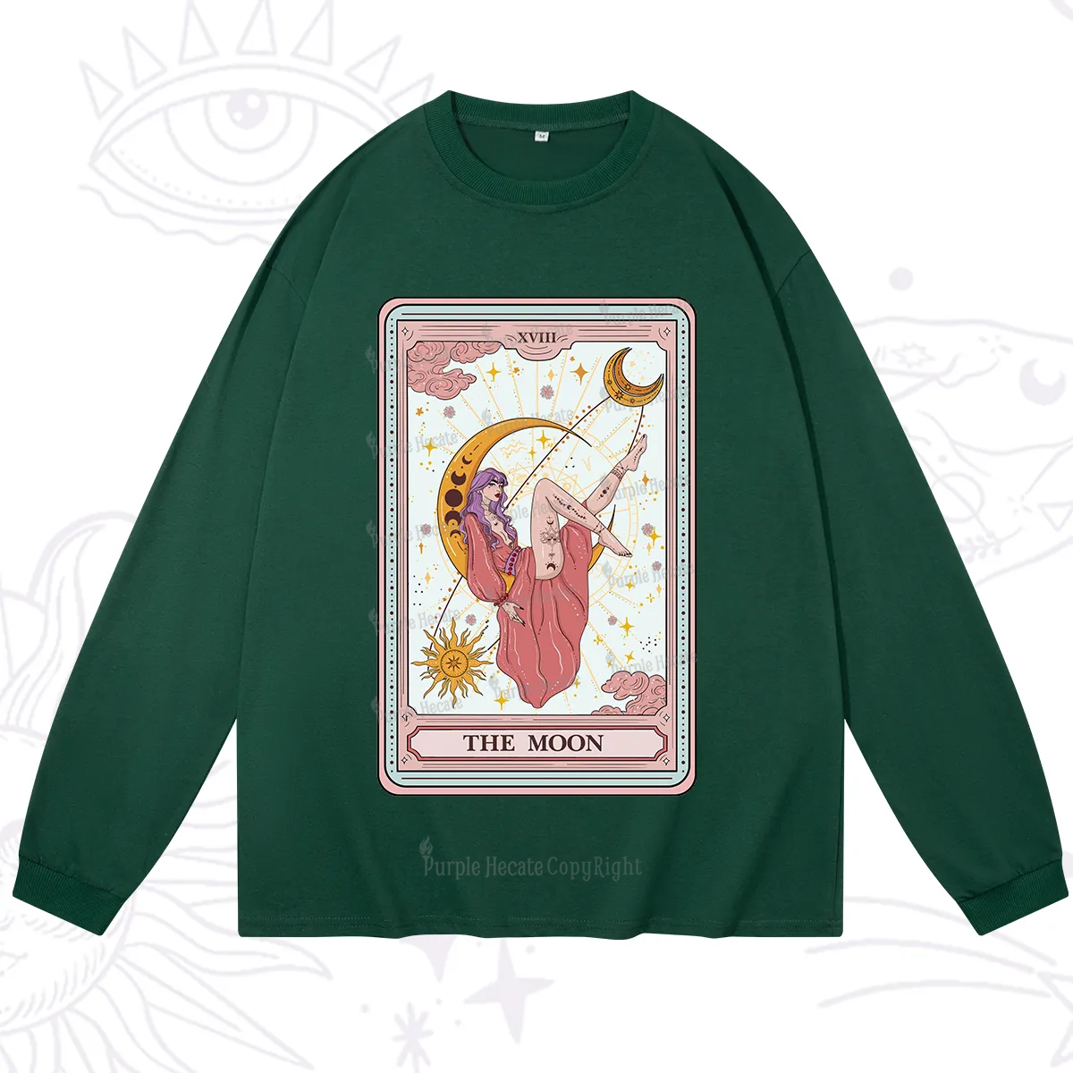 Purplehecate The Moon Tarot Long Sleeve T-Shirt