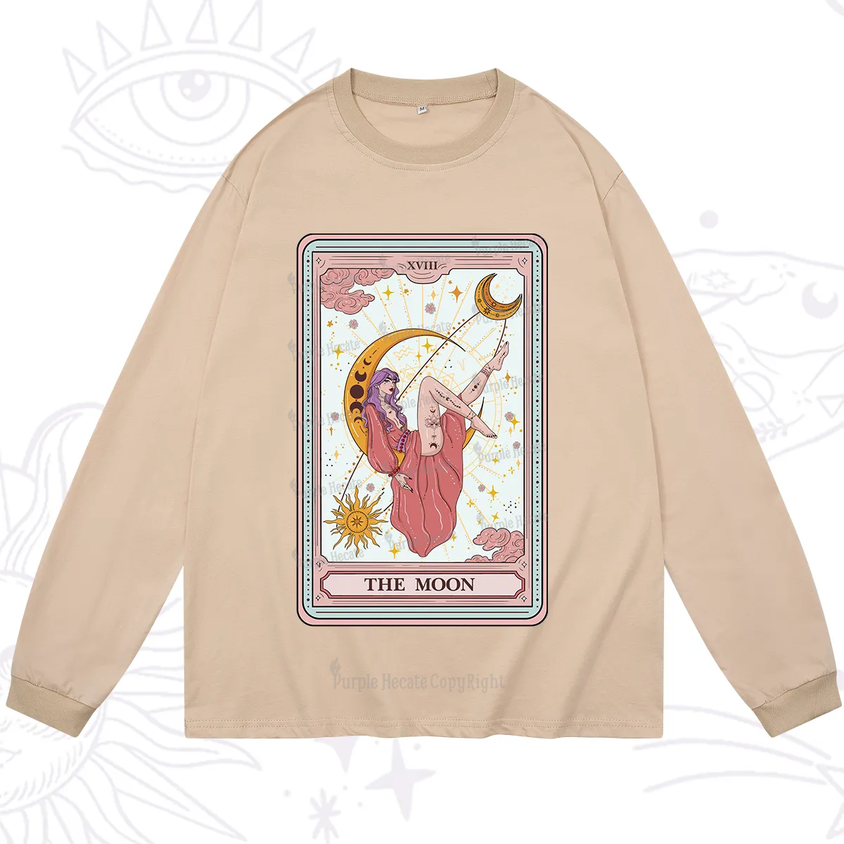 Purplehecate The Moon Tarot Long Sleeve T-Shirt